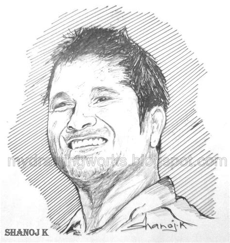 Sachin Tendulkar Sketch Using Pen RAINBOW The Colour Of Life