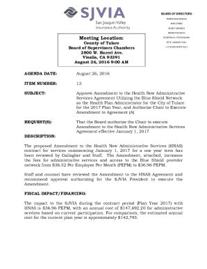 Fillable Online Co Fresno Ca Approve Amendment To The Health Now