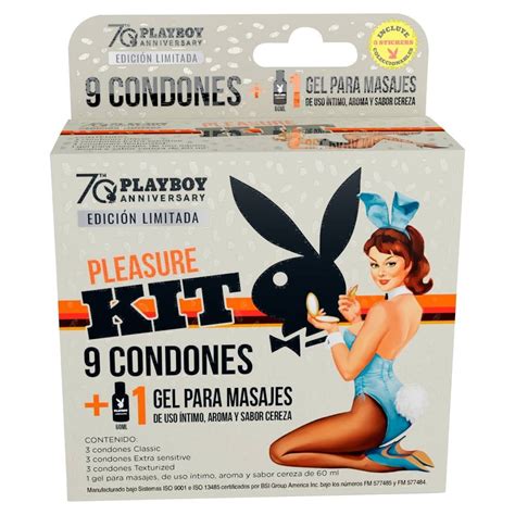 Kit Playboy Condoms Pleasure Con Condones Y Gel Para Masajes Aroma Y