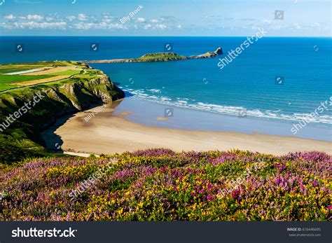 Rhossili Bay Worms Head Gower Peninsula Stock Photo 616446695 ...