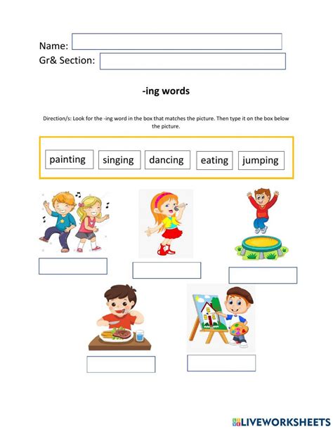 Action Words Worksheet for 2nd - 4th Grade | Lesson Planet - Worksheets ...