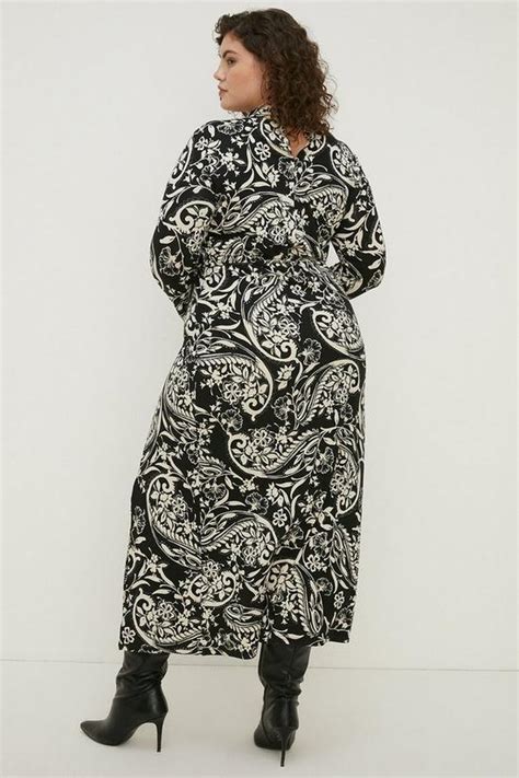 Dresses Plus Size Paisley Soft Touch Funnel Neck Midi Oasis