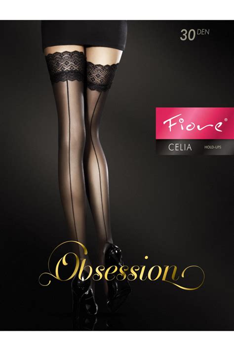 Exclusive Fiore Back Seam Hold Ups Celia Lace Top 30 Den