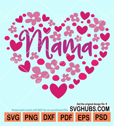 Mama Heart Svg Mama Svg Mom Heart Svg Mothers Day Svg Heart Svg Mom Life Svg Mama Heart