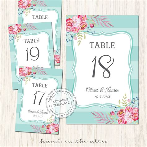 Free Wedding Table Numbers Hands In The Attic