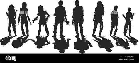 Vector A Set Of Zombie Silhouettes Vector Walking Zombies Zombies