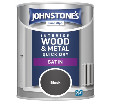 Johnstones 303913 750ml One Coat Quick Dry Satin Paint Black Lovediy