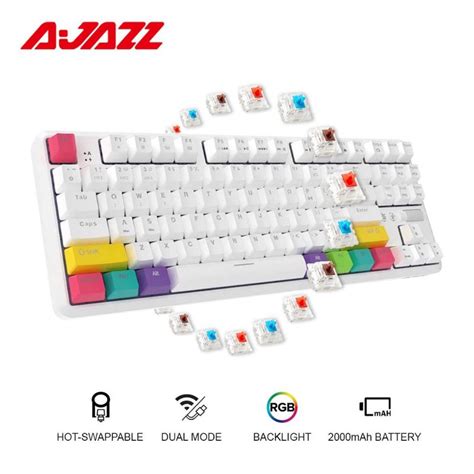 Ajazz K T Hot Swappable Wired Bluetooth Dual Mode Rechargeable Mechanical Keyboard Rk