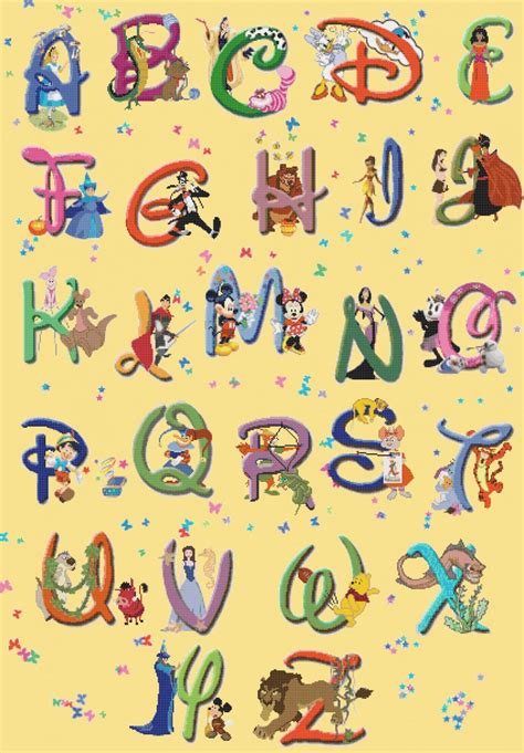 Alphabet Disney Characters 23 62 X 33 73 Cross Stitch Pattern Pdf