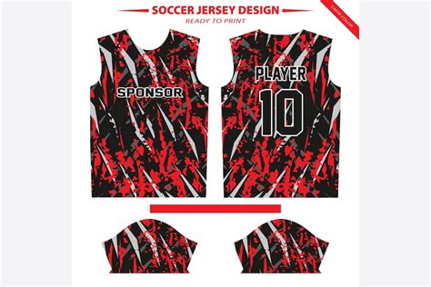 Premium Vector | Red and black soccer jersey design for printing