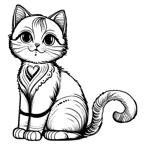 Kitty Valentine Coloring Page · Creative Fabrica