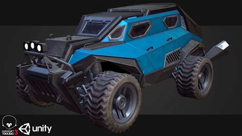 3D Asset Scifi Sci Fi Armored Racing Jeep 4X4 PBR