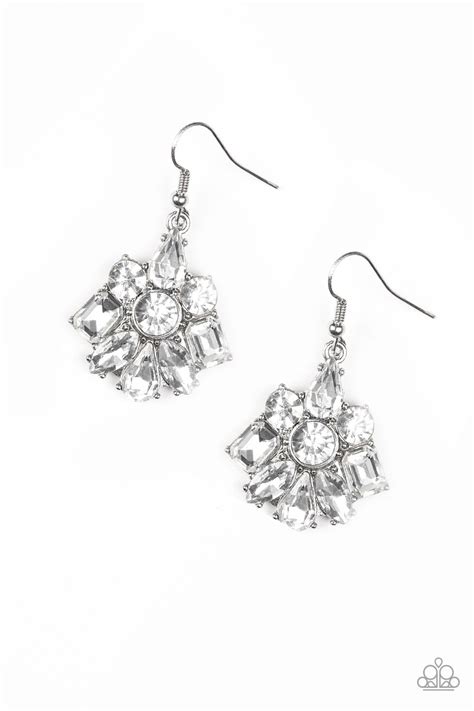 Paparazzi Earring Fiercely Famous White Paparazzi Jewelry