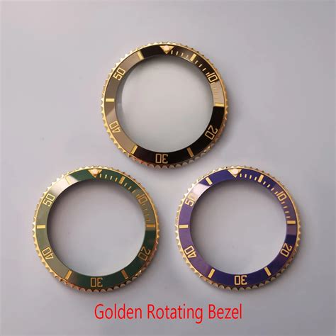 Gold L Stainless Steel Unidirectional Rotating Ring Bezel With