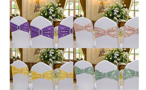 Amazon Jfdydm Pack Double Sided Sequins Silver Chair Sashes