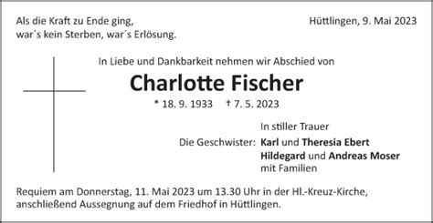 Traueranzeigen Von Charlotte Fischer Ostalbtrauer