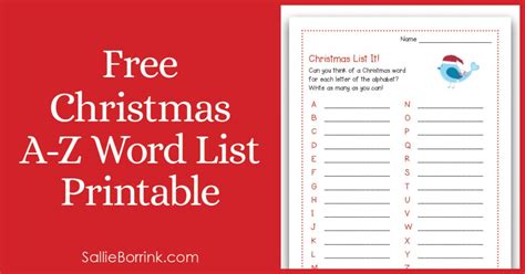 Free Christmas A-Z Word List Printable - A Quiet Simple Life with ...