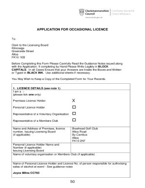 Fillable Online Item 06i Occasional Licence Application Braehead Golf