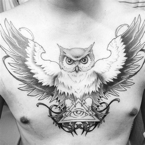 Owl tattoo chest guy first session | นก