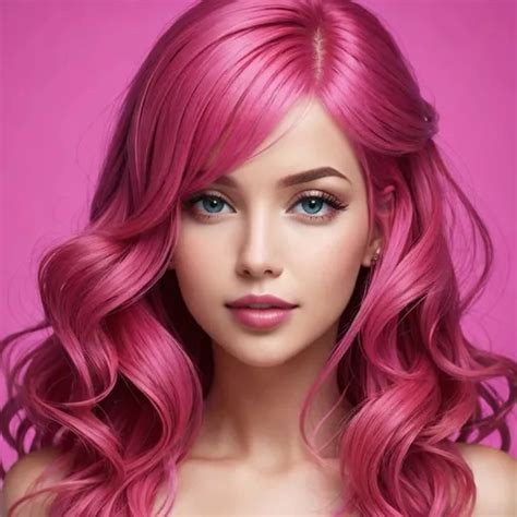 A Beautiful Woman Hot Pink Hair With Purple Highli Openart