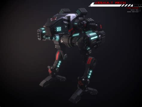 3D Model Assault Mech Lowpoly VR AR Low Poly CGTrader