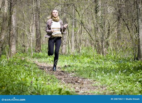 Girl Running In Forest Stock Photo Image Of Gorgeous 2487362