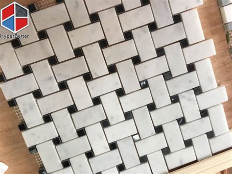 Basketweave Carrara White Marble Mosaic Hyperbetter Mosaic Series