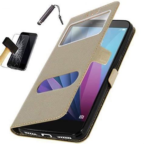 Etui Housse Huawei Mate Lite Dor Or Film Verre Tremp Stylet