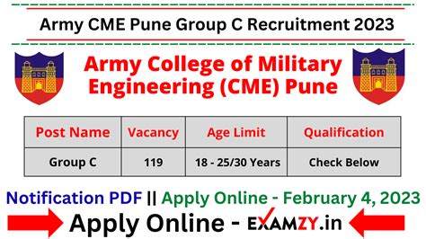 Army Cme Pune Group C Recruitment Notification Released Apply