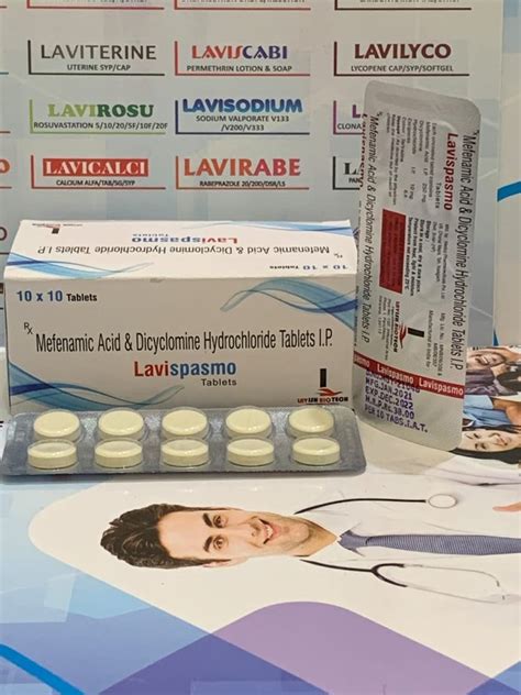 Mefenamic Acid 250 Mg Dicyclomine Hydrochloride 20 Mg Lavish Biotech 10x10 Tablets At Rs 380