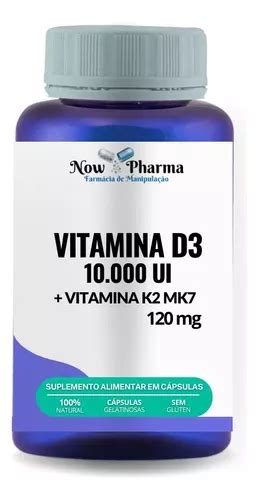 Vitamina D3 10 000ui Vitamina K2 Mk7 120mcg 60 Capsulas Parcelamento Sem Juros