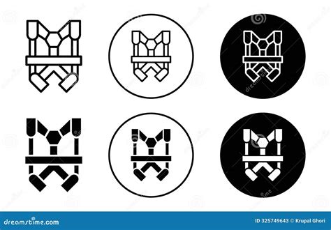 Safety Harness Icon Collection Of Outline Thin Line Symbol Or Sign