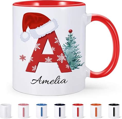 Personalized Christmas Mugs Custom Christmas Coffee Mug With Initial