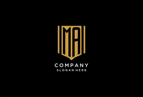 ma monogram logo  geometric shield icon design  vector art