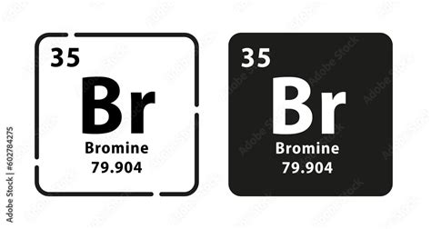 Bromine periodic element icon. The chemical element of the periodic ...