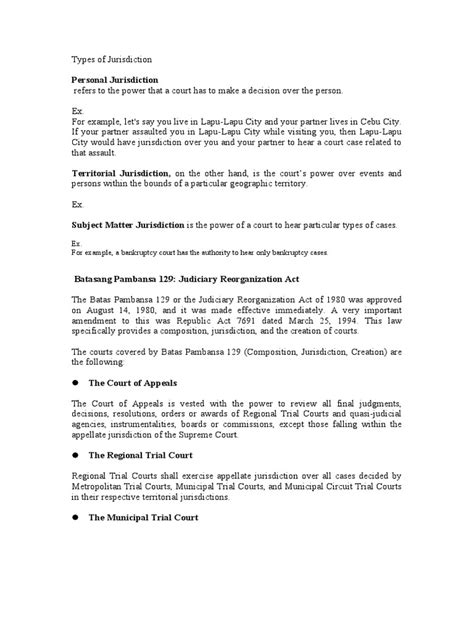 Types of Jurisdiction | PDF | Public Sphere | Courts