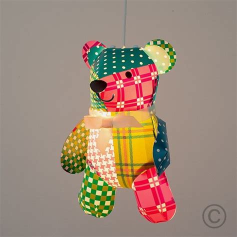 Vintage Teddy Bear Ceiling Pendant Shade With Patchwork Detail