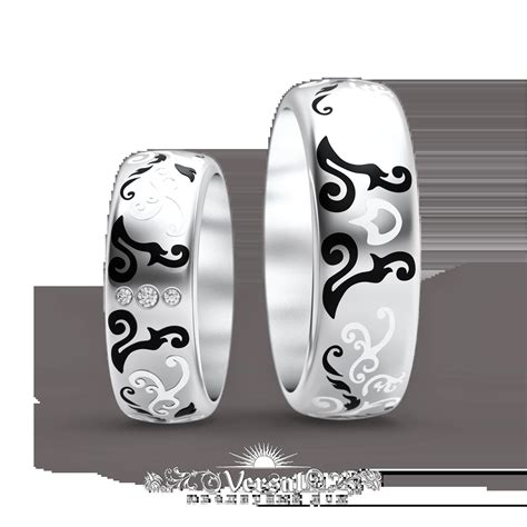 Парное обручальное кольцо с эмалью, бриллиантами, белое золото в Москве ...