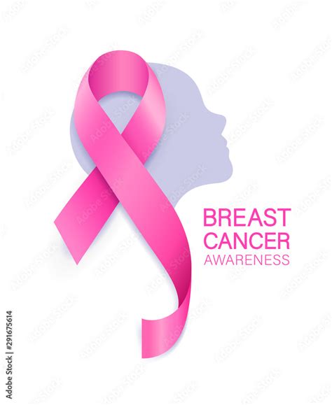 Pink Ribbon On Woman Face Breast Cancer Awareness Month Campaign Icon