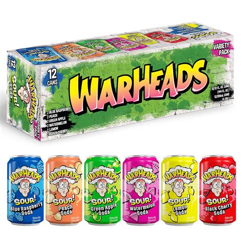 Warheads Sour Soda Variety Pack 12oz Cans Pack Of 12