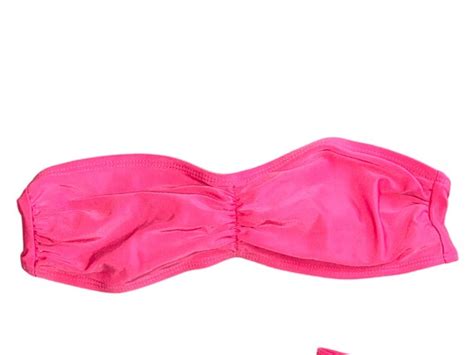 90 S Bikini Pink Swimsuit 90s Bathing Suit Strapless Gem