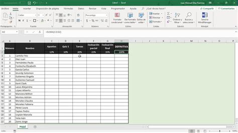 Creaci N De Planilla De Notas Usando Porcentajes En Excel Youtube