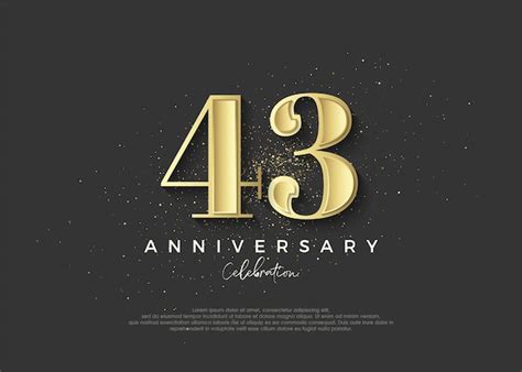 43. jahrestag goldenes premium-vektordesign zur feier des geburtstages ...