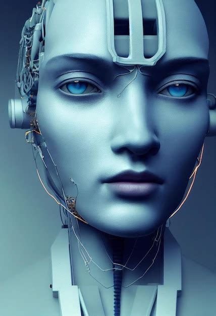 Premium Photo Futuristic Cyberpunk Human Robot Portrait