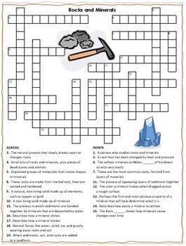 Rocks And Minerals Crossword Puzzle Word Search Combo TPT