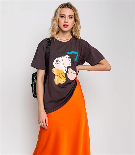 Футболка #КТ8991, цвет графит - купить женские футболки оптом