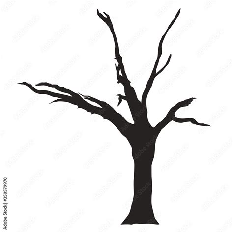 Naked Tree Silhouette On White Backgrounds Hand Drawn Isolated Illustrations Stock Vector