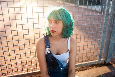 Cool Teenager With Turquoise Hair By Stocksy Contributor Lucas