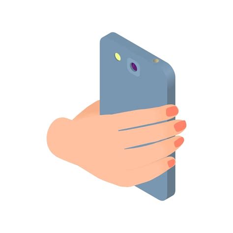 Premium Vector Female Hand Holds Phone Icon In Cartoon Style Isolated