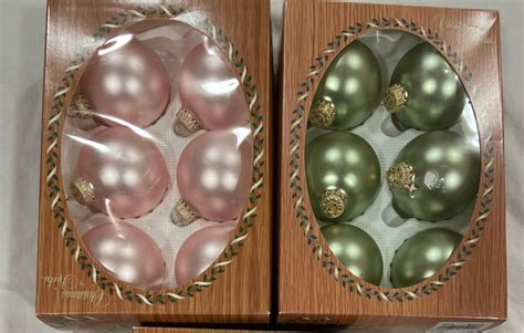 Krebs Box Of Six Glass Vintage Tree Ornaments In Pastel Colors One Purchase Is Box Of One Color